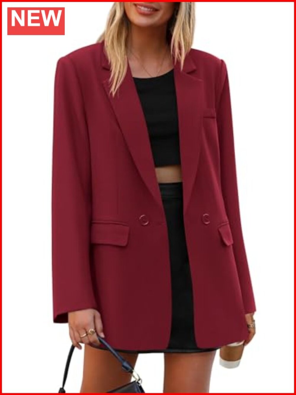Oversized Double Breasted Blazer Business Casual Loose Fit